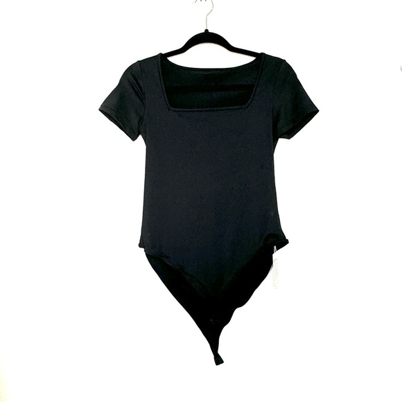 Black Square Neck Tummy Control Body Suit Fits Like Medium - Picture 1 of 3
